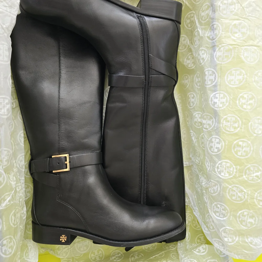 NIB Tory Burch Brooke Black Leather Knee-High Riding Boots